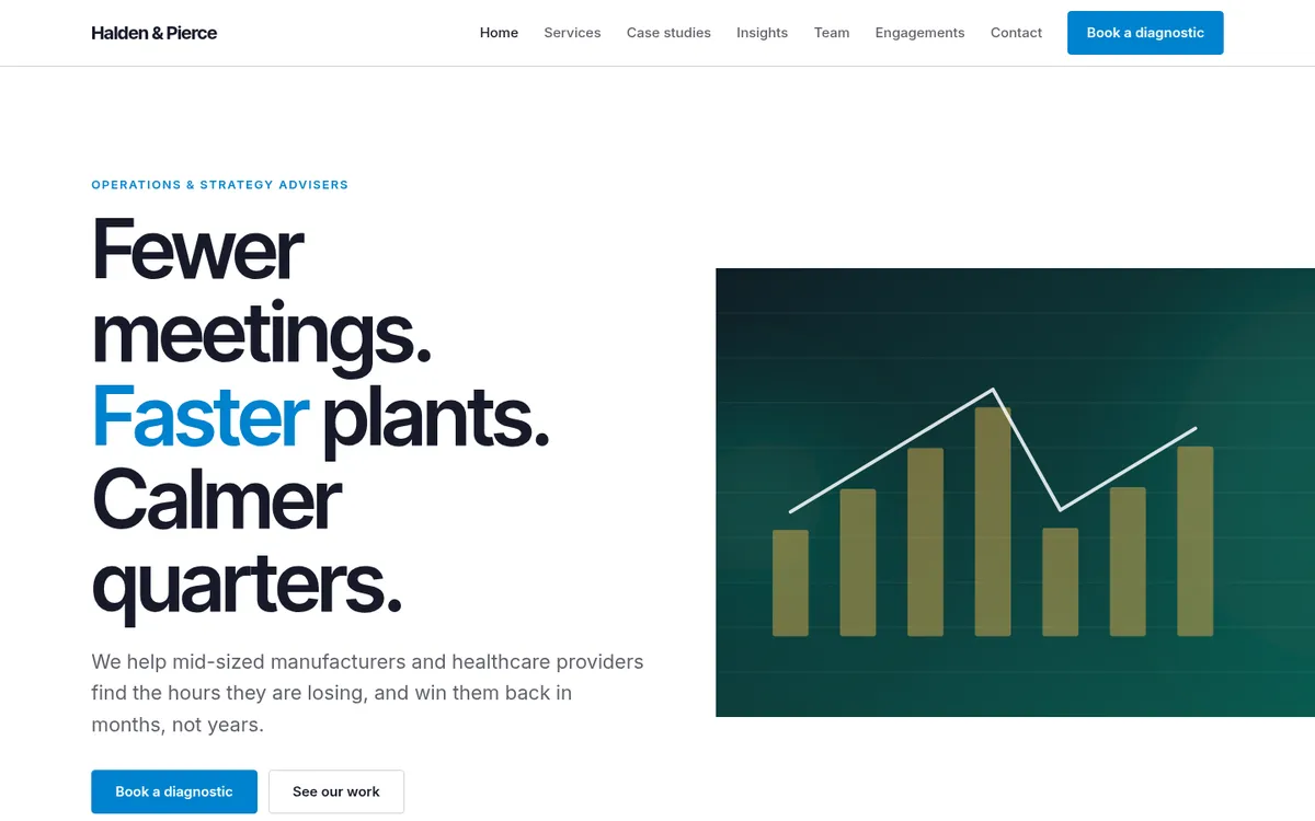 The home page of the Corporate template, shown for a consulting firm