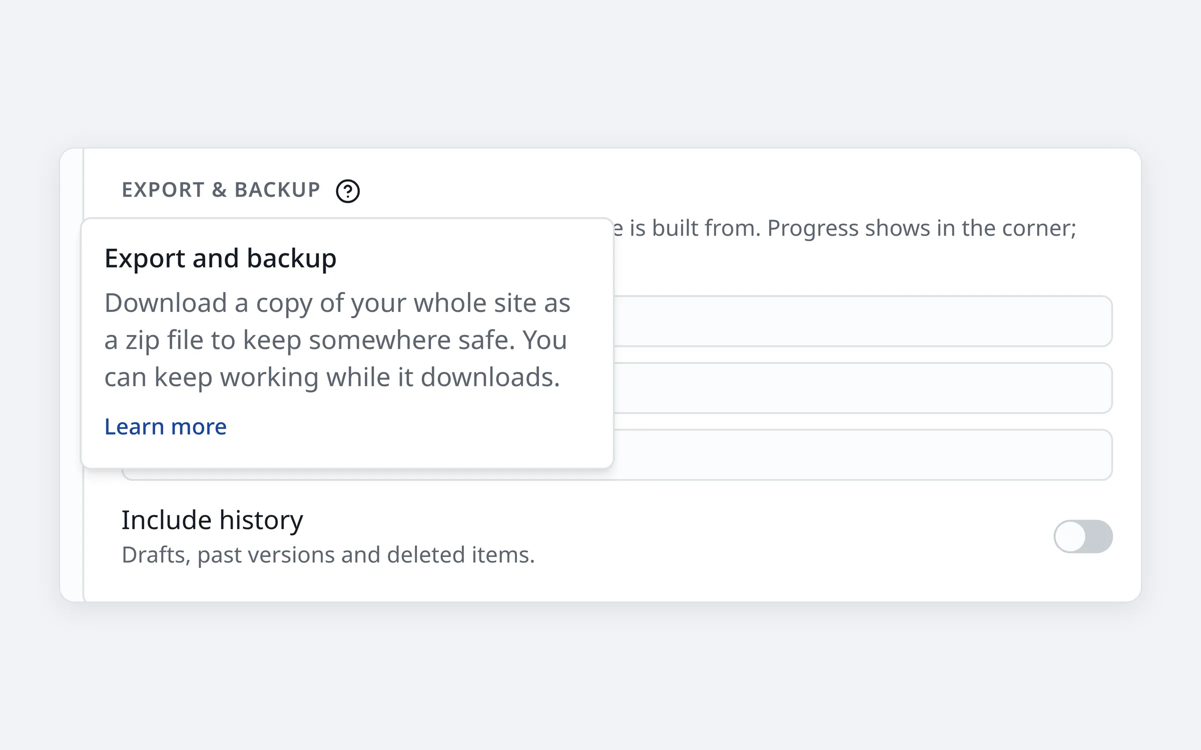 A help popover explaining a setting in plain words